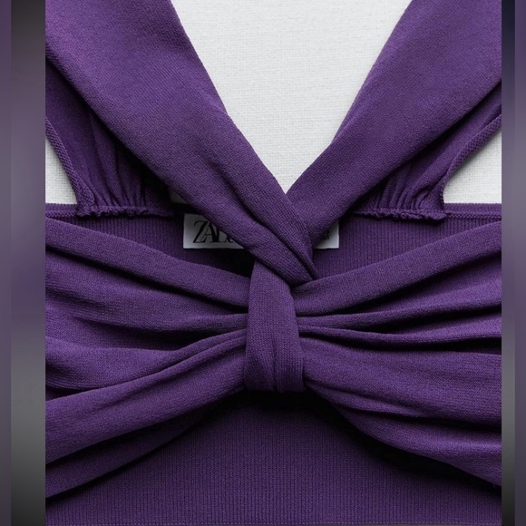 NWT - Zara Purple Knot Cross Knit Crop Top - Size S - Picture 6 of 6